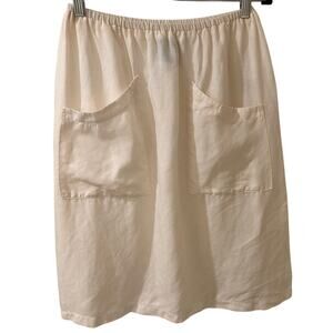 Reformation Semi Sheer A-Line Midi Skirt With Pockets Lagenlook, White, XS